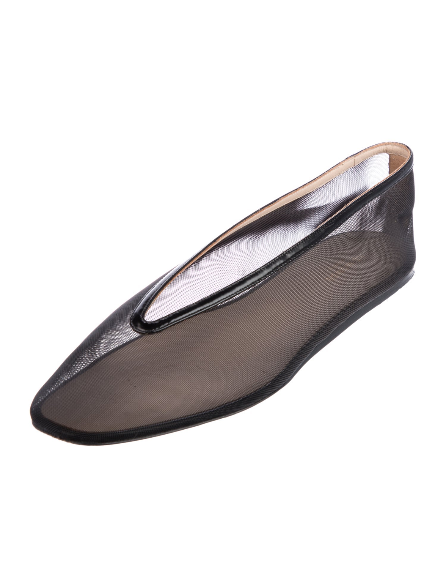 Le Monde Beryl Mesh Leather Trim Embellishment Ballet Flats