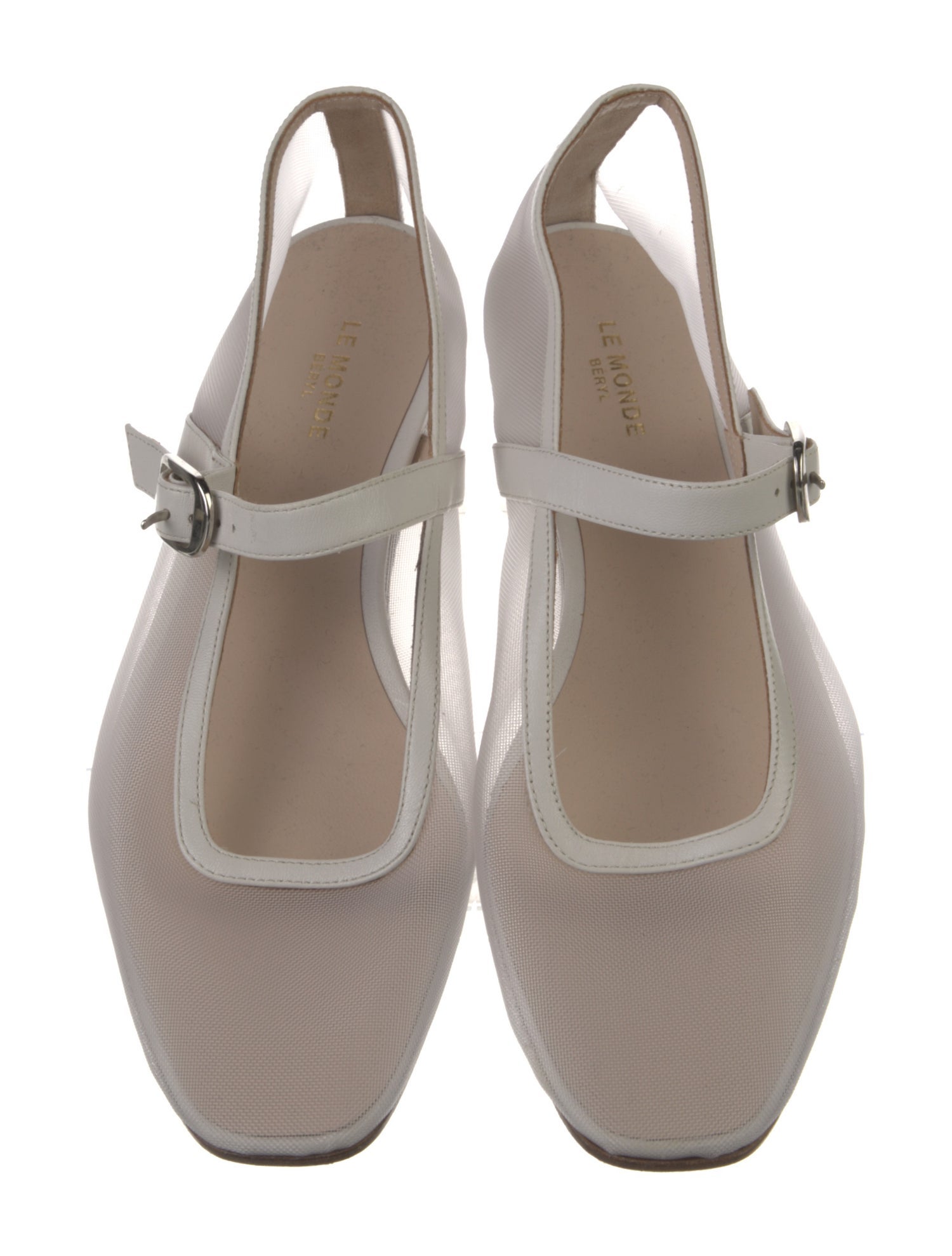 Le Monde Beryl Mesh Leather Trim Embellishment Flats