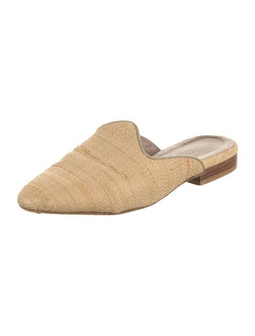 Le Monde Beryl Raffia Leather Trim Embellishment Mules