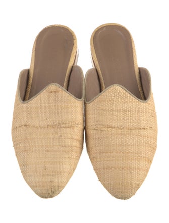 Le Monde Beryl Raffia Leather Trim Embellishment Mules