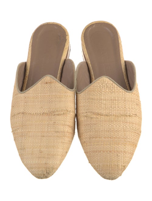 Le Monde Beryl Raffia Leather Trim Embellishment Mules