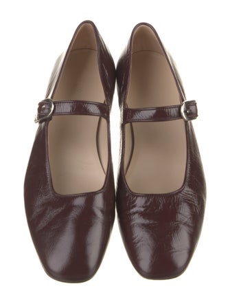 Le Monde Beryl Patent Leather Leather Trim Embellishment Mary Jane Flats