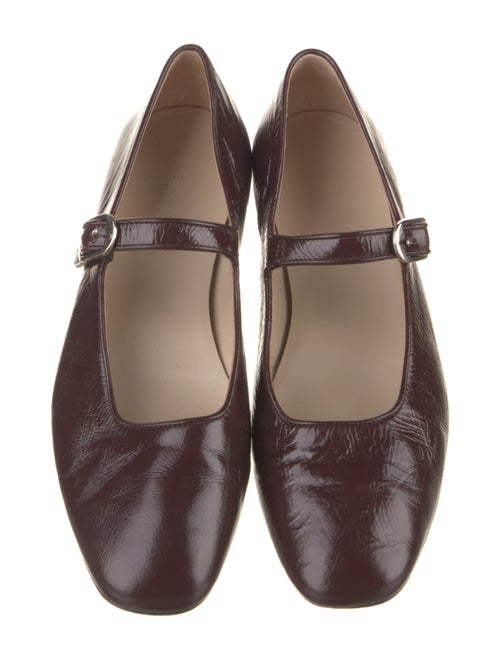 Le Monde Beryl Patent Leather Leather Trim Embellishment Mary Jane Flats