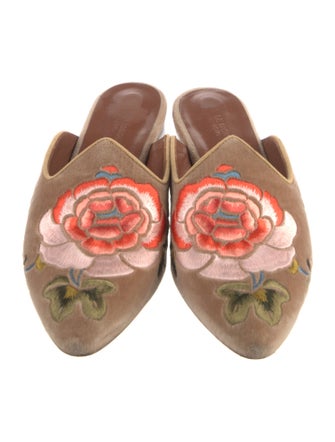 Le Monde Beryl Velvet Floral Print Mules