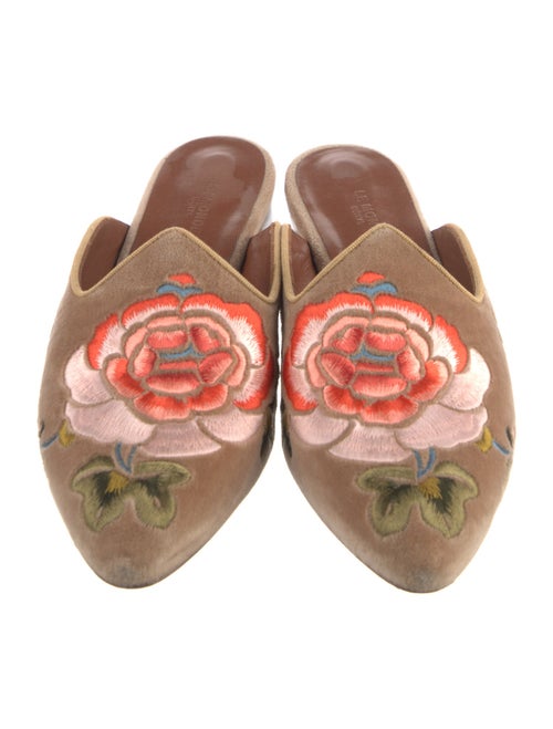 Le Monde Beryl Velvet Floral Print Mules