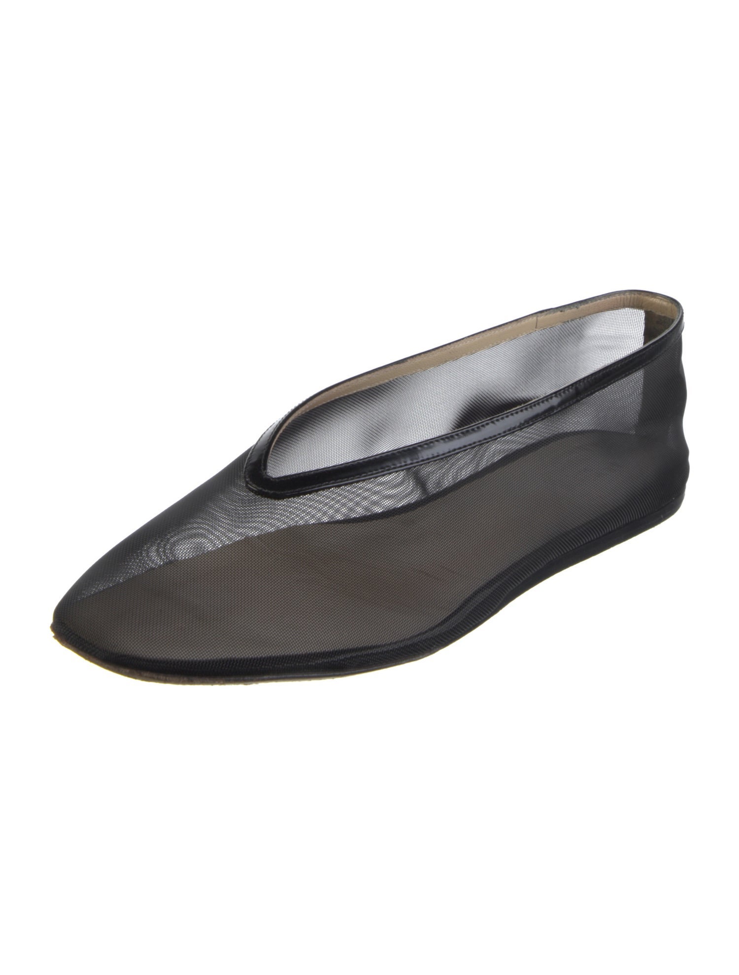 Le Monde Beryl Mesh Leather Trim Embellishment Flats