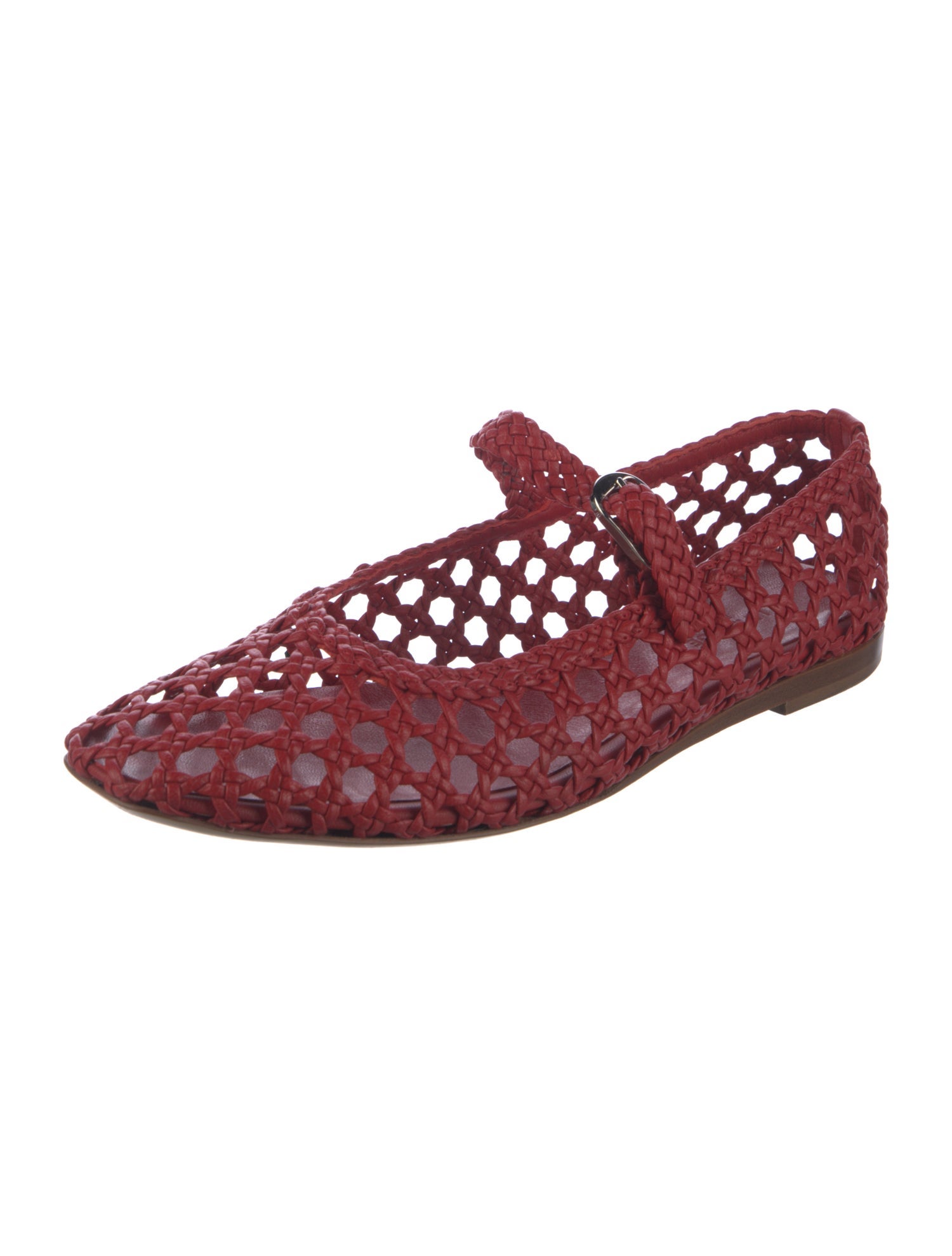 Le Monde Beryl Leather Patterned Mary Jane Flats