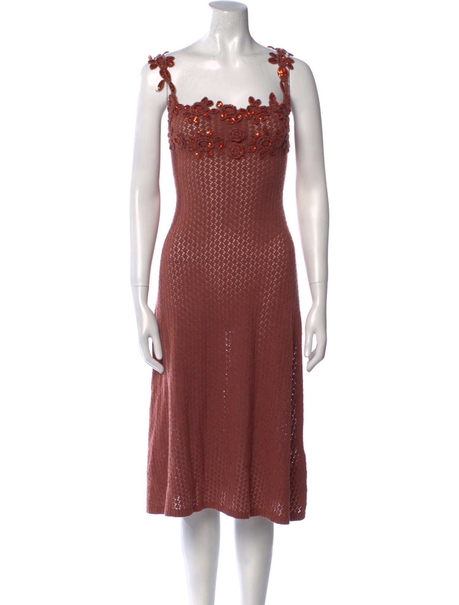 b.Fleurs Wool Midi Length Dress