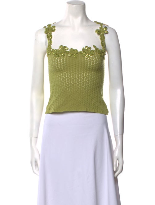 b.Fleurs Lambswool Square Neckline Crop Top