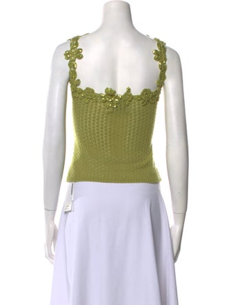 b.Fleurs Lambswool Square Neckline Crop Top