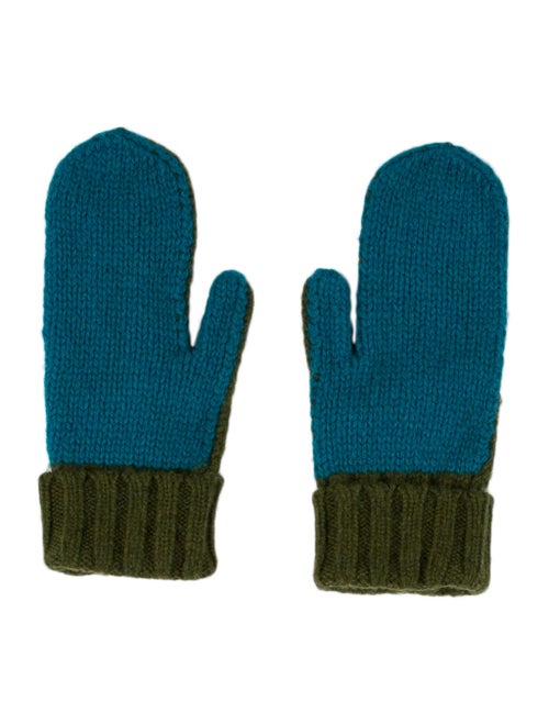 Bergdorf Goodman Wool Knit Mittens green