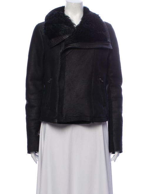 Bergdorf Goodman Shearling Biker Jacket Black