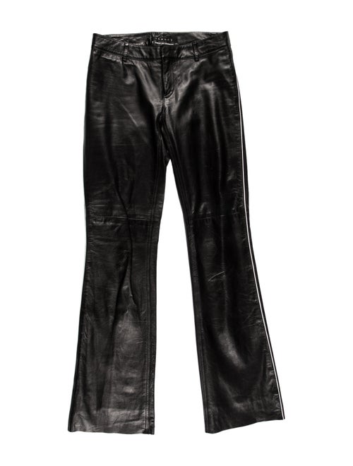Bergdorf Goodman Leather Wide Leg Pants Black