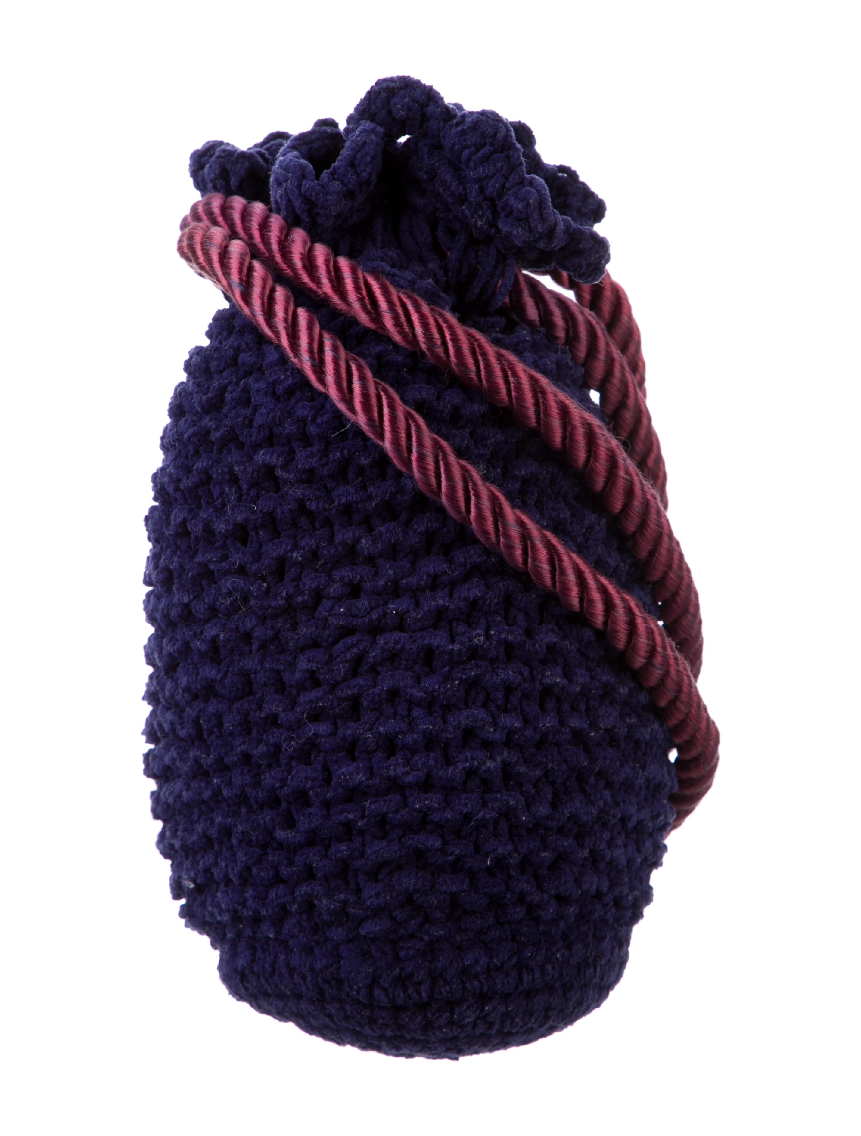 Bergdorf Goodman Knit Bucket Bag Blue Bucket Bags, Handbags