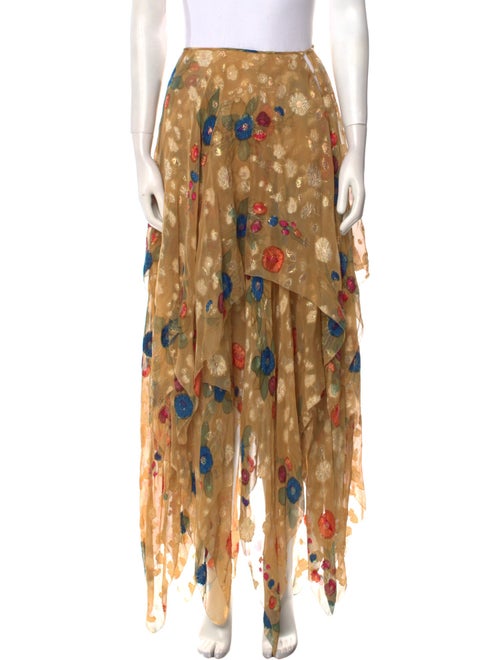 Bergdorf Goodman Floral Print Midi Length Skirt