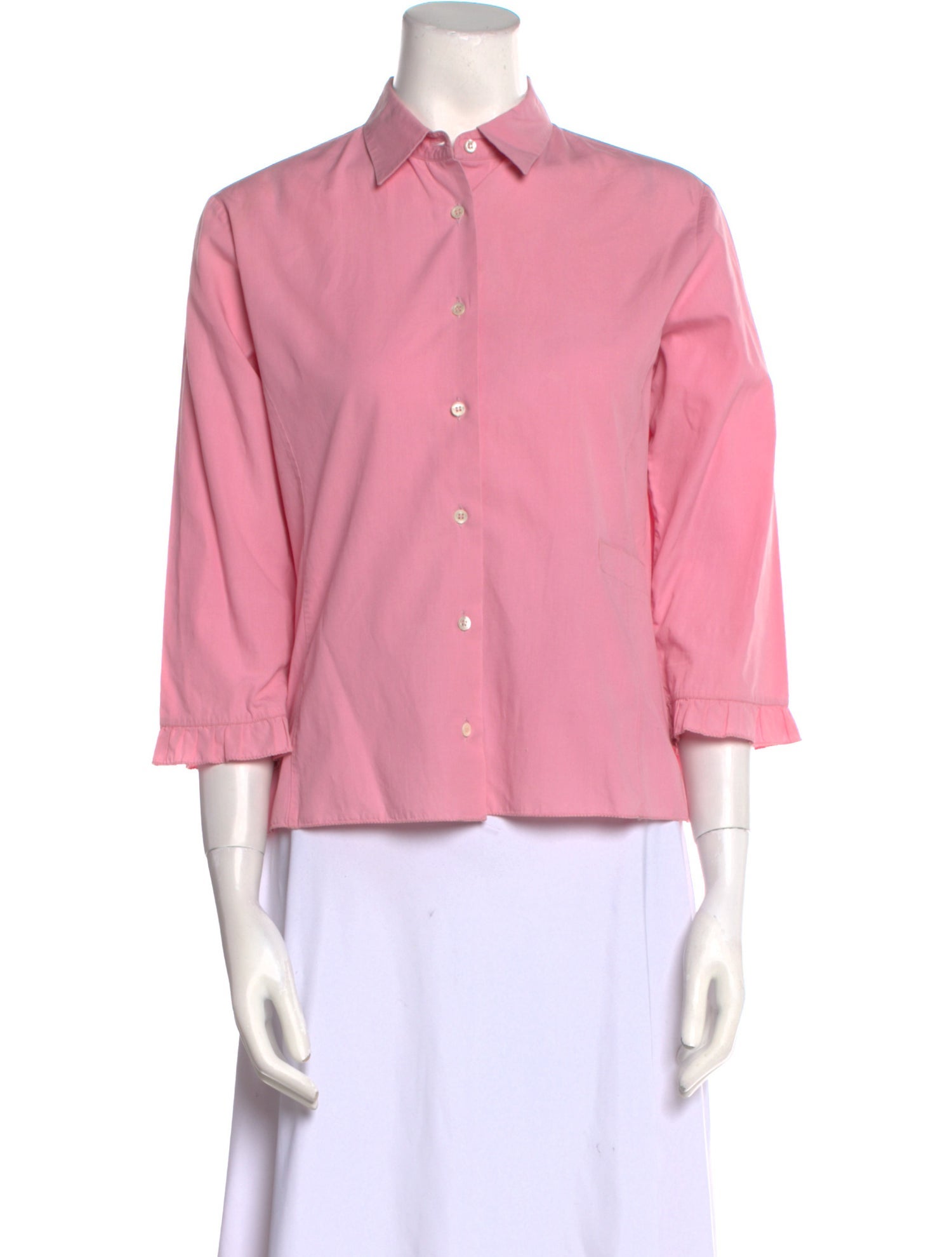 Bergdorf Goodman Three-Quarter Sleeve Button-Up Top