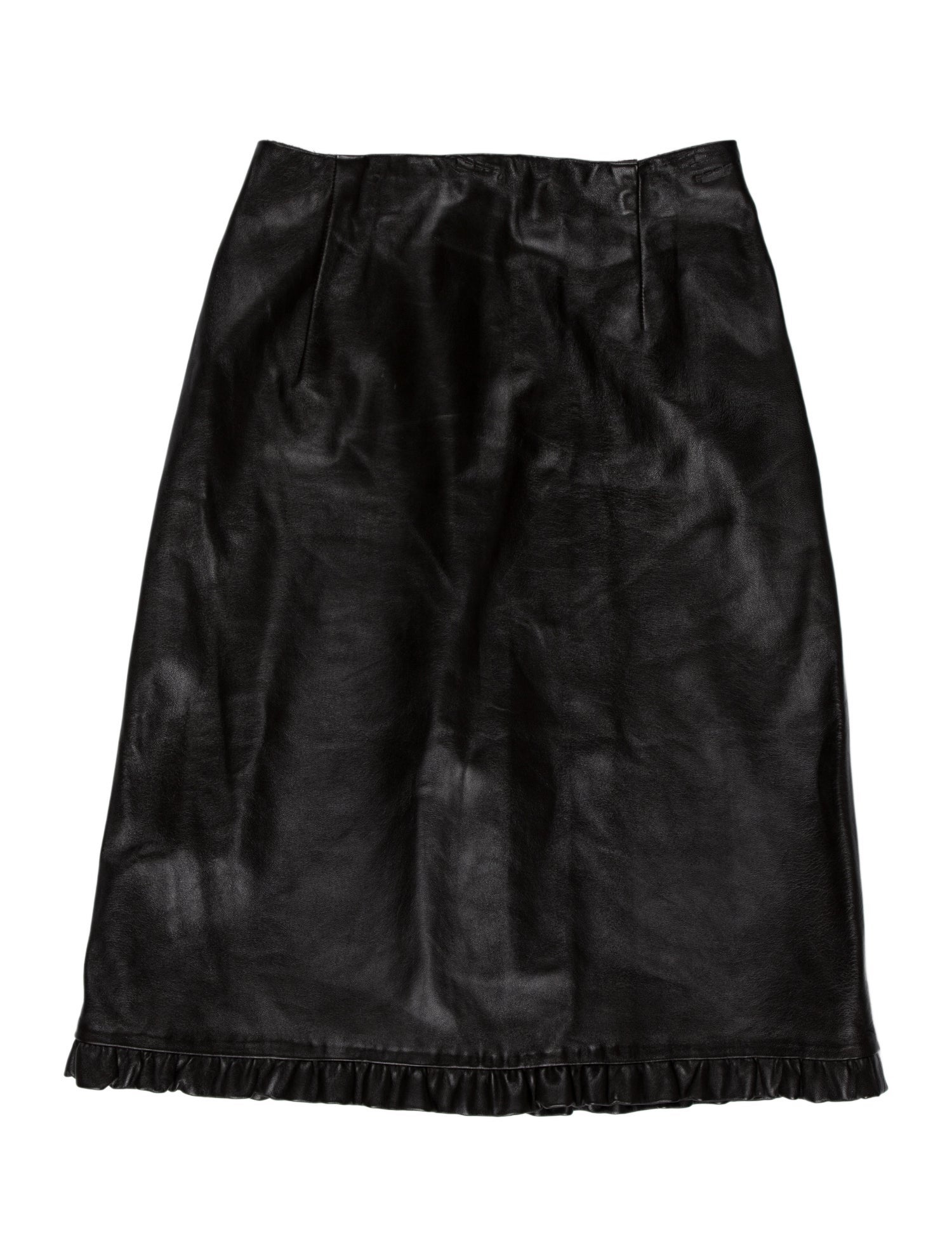 Bergdorf Goodman Leather Knee-Length Skirt