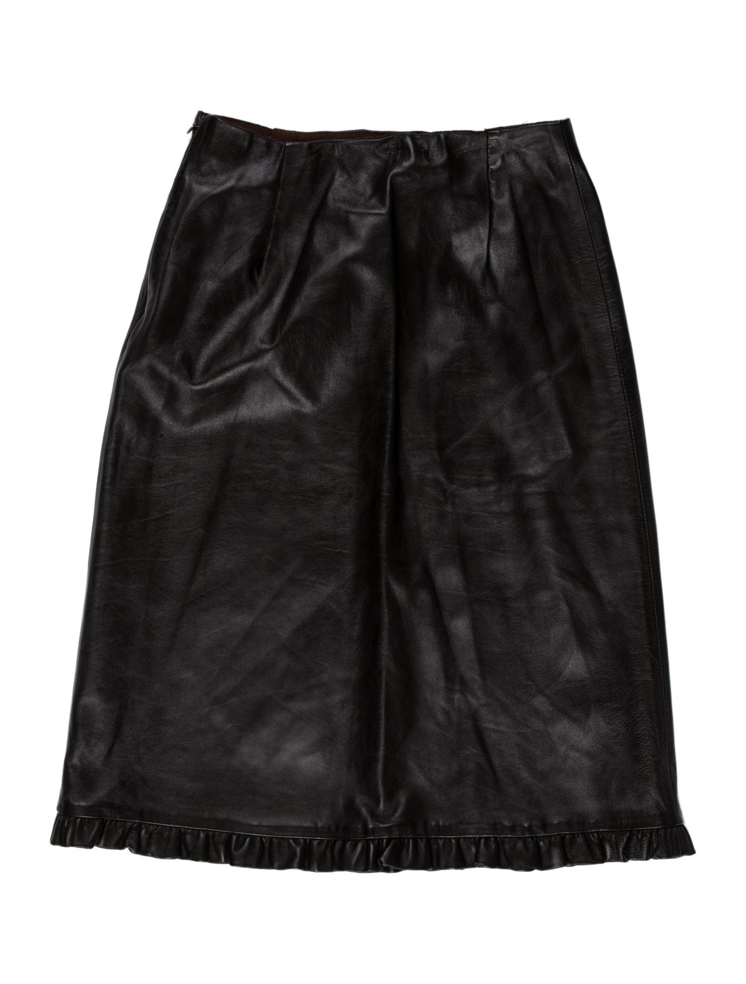 Bergdorf Goodman Leather Knee-Length Skirt