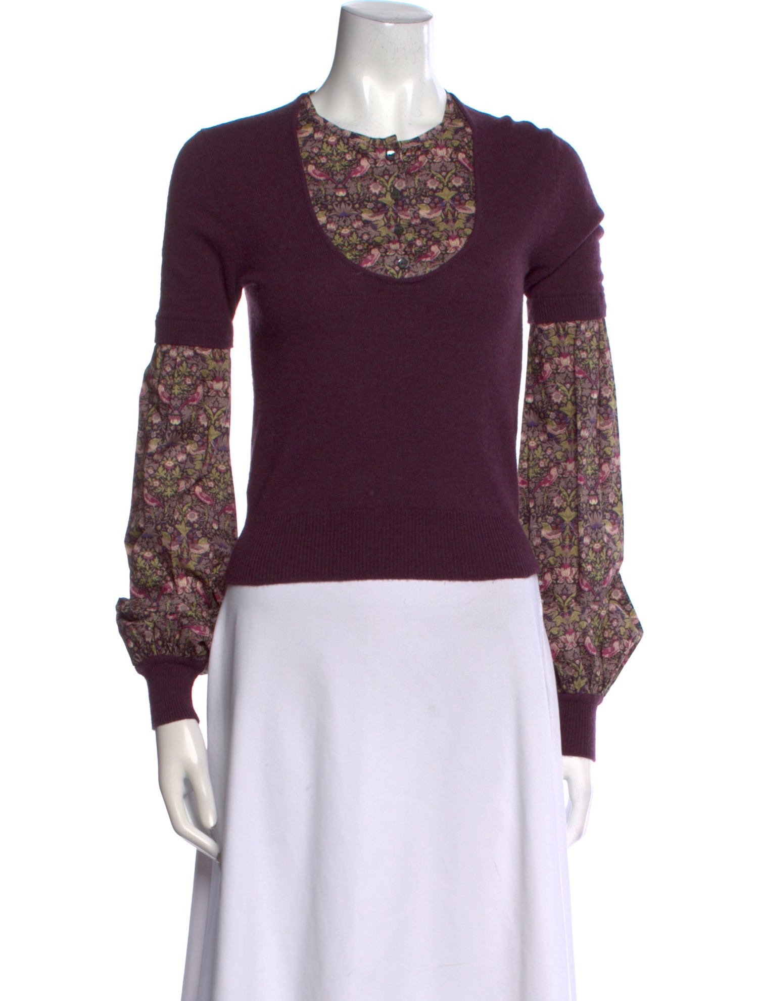 Bergdorf Goodman Cashmere Floral Print Sweater