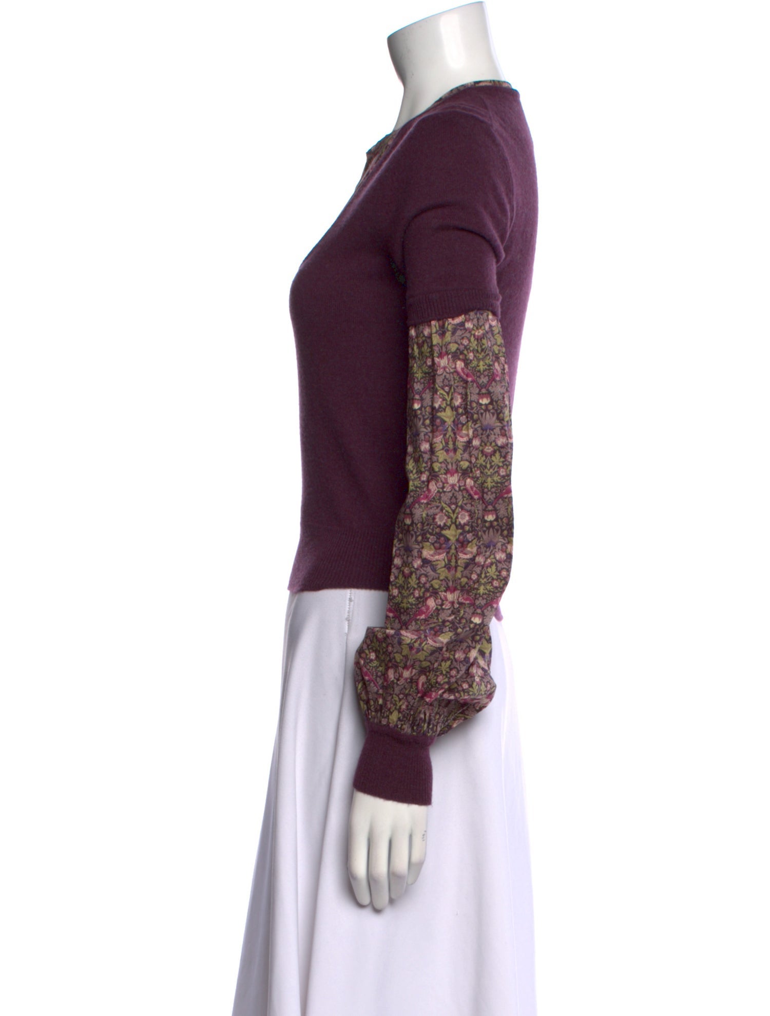 Bergdorf Goodman Cashmere Floral Print Sweater