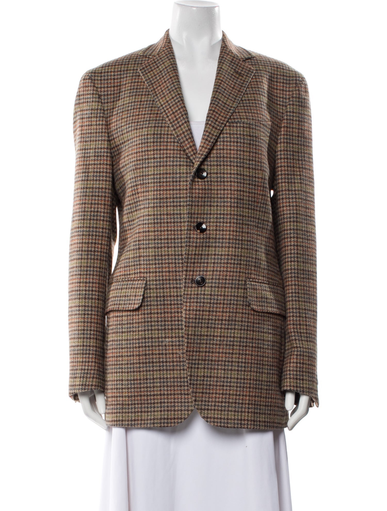 Bergdorf Goodman Wool Plaid Print Blazer
