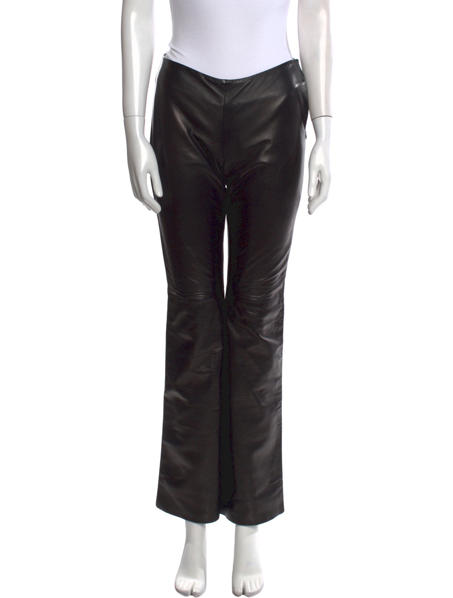 Bergdorf Goodman Leather Straight Leg Pants