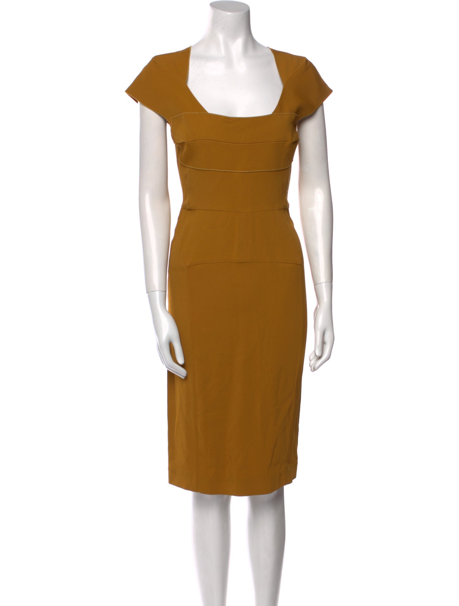 Bergdorf Goodman Square Neckline Knee-Length Dress