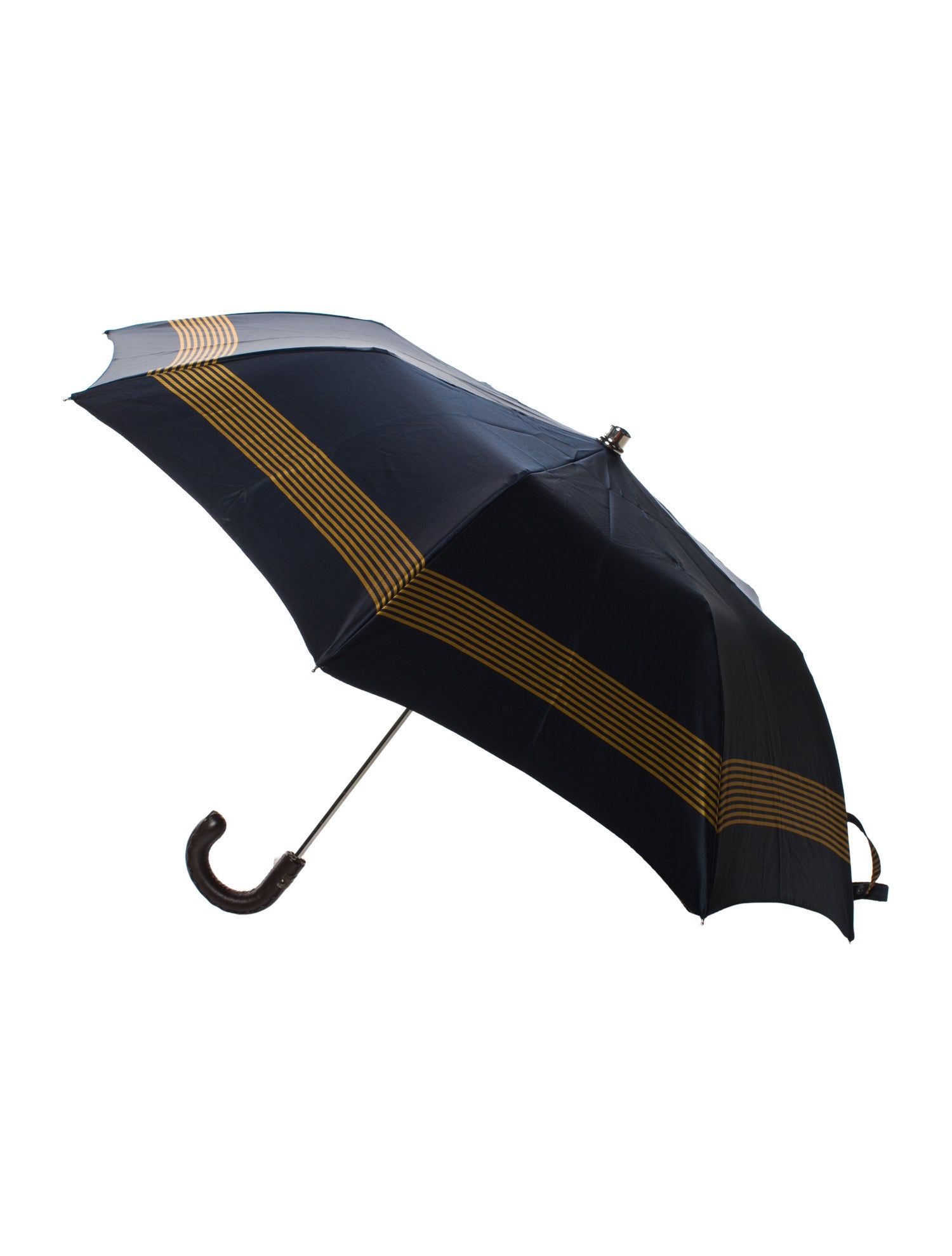 Bergdorf Goodman Blue Umbrella w/ Gold Stripe