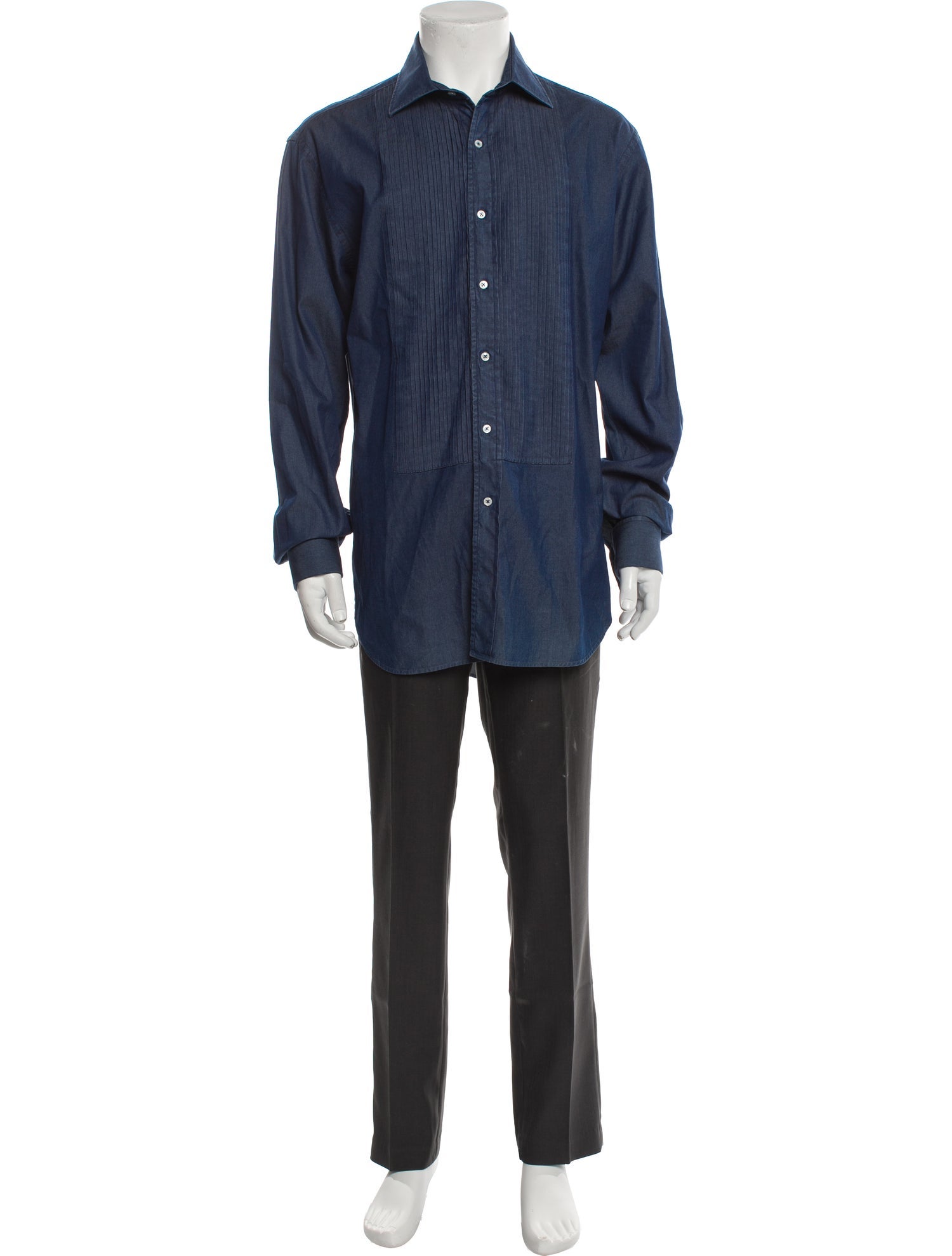 Bergdorf Goodman Long Sleeve Denim Shirt