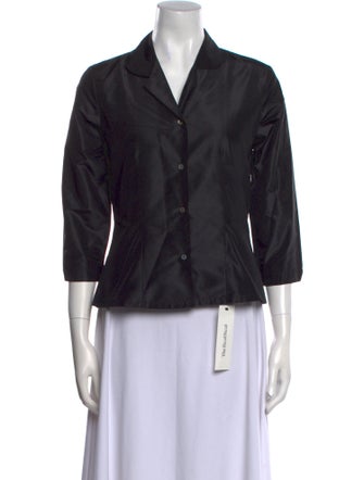 Bergdorf Goodman Silk Three-Quarter Sleeve Button-Up Top