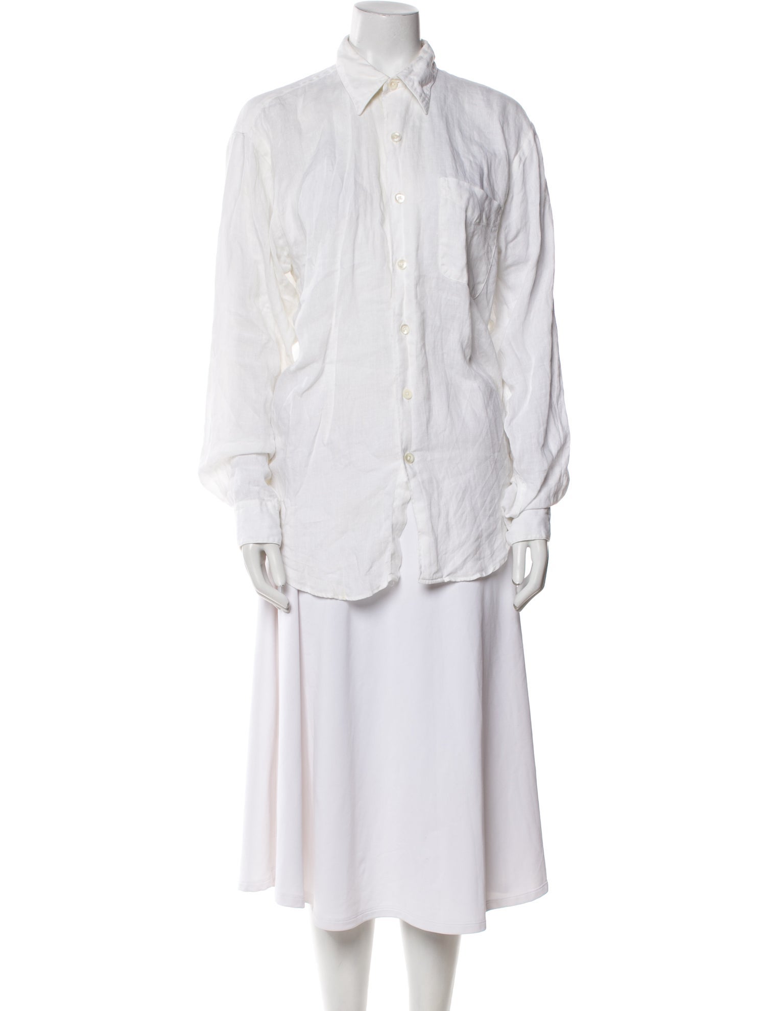 Bergdorf Goodman Linen Long Sleeve Button-Up Top
