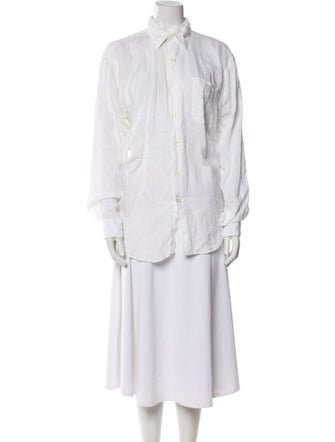 Bergdorf Goodman Linen Long Sleeve Button-Up Top