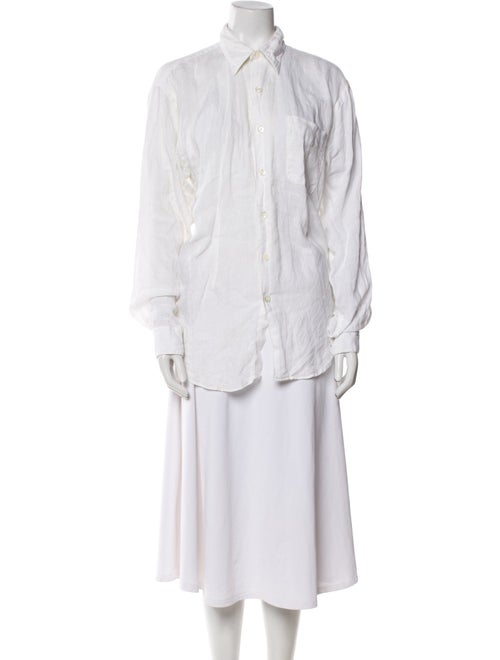 Bergdorf Goodman Linen Long Sleeve Button-Up Top