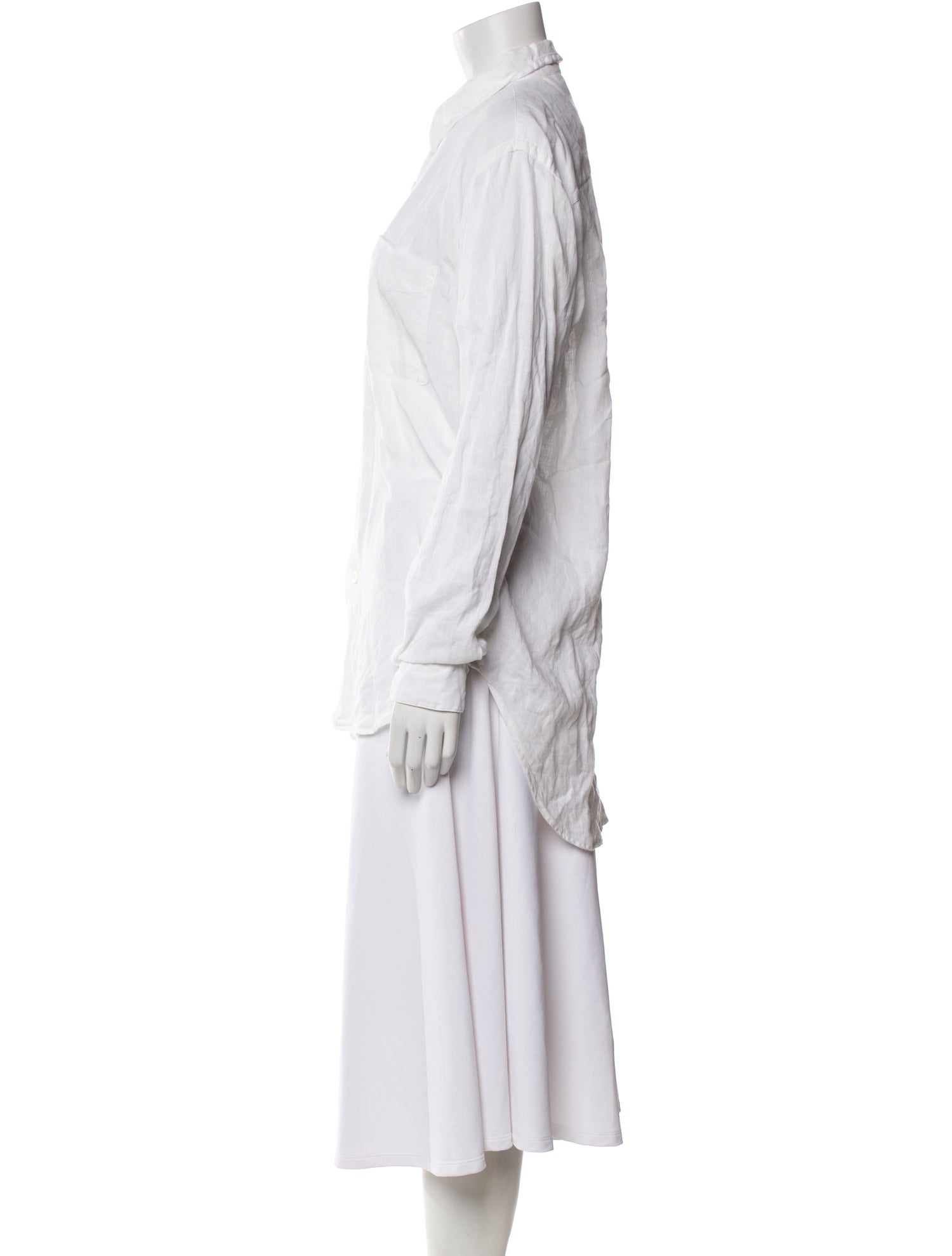 Bergdorf Goodman Linen Long Sleeve Button-Up Top