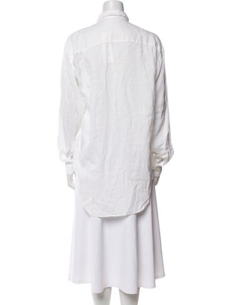 Bergdorf Goodman Linen Long Sleeve Button-Up Top