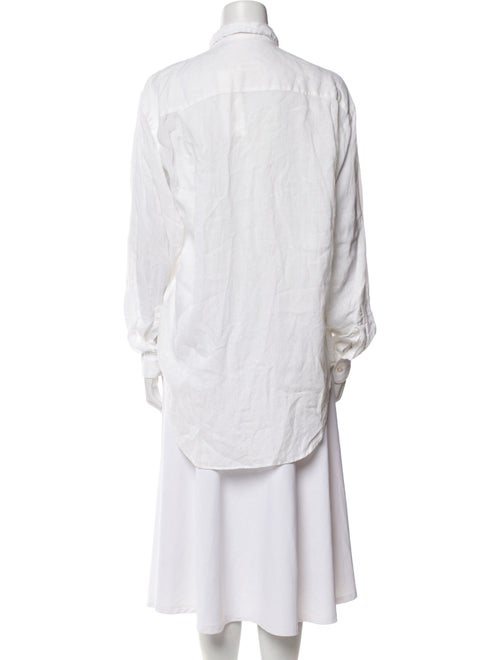 Bergdorf Goodman Linen Long Sleeve Button-Up Top