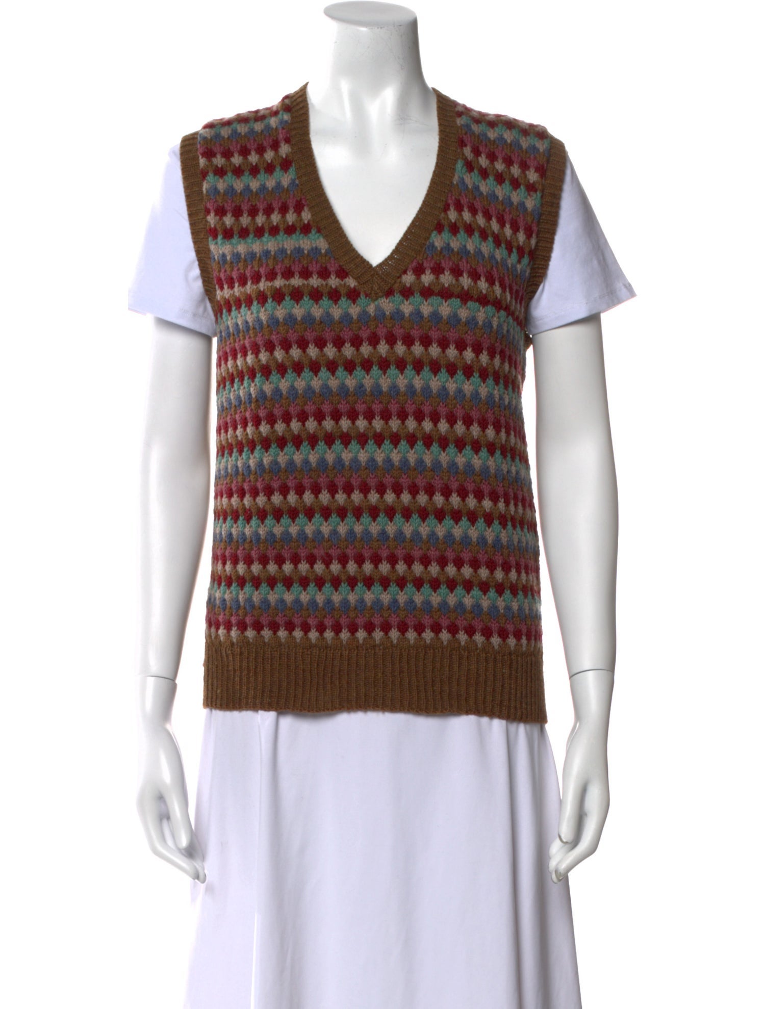 Bergdorf Goodman Striped V-Neck Sweater