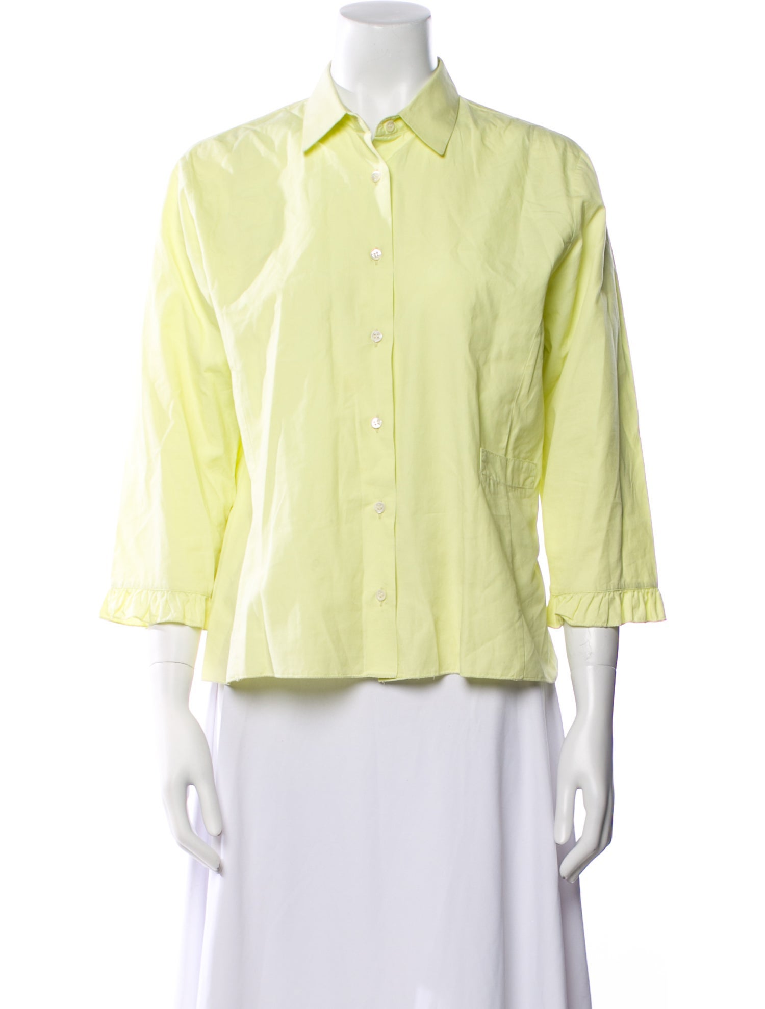 Bergdorf Goodman Three-Quarter Sleeve Button-Up Top