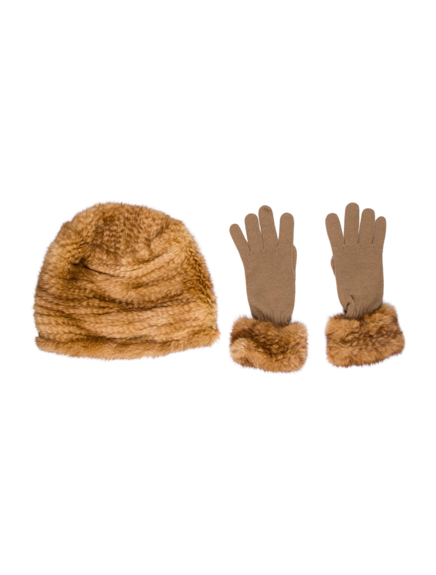 Bergdorf Goodman Fur Hat and Glove Set