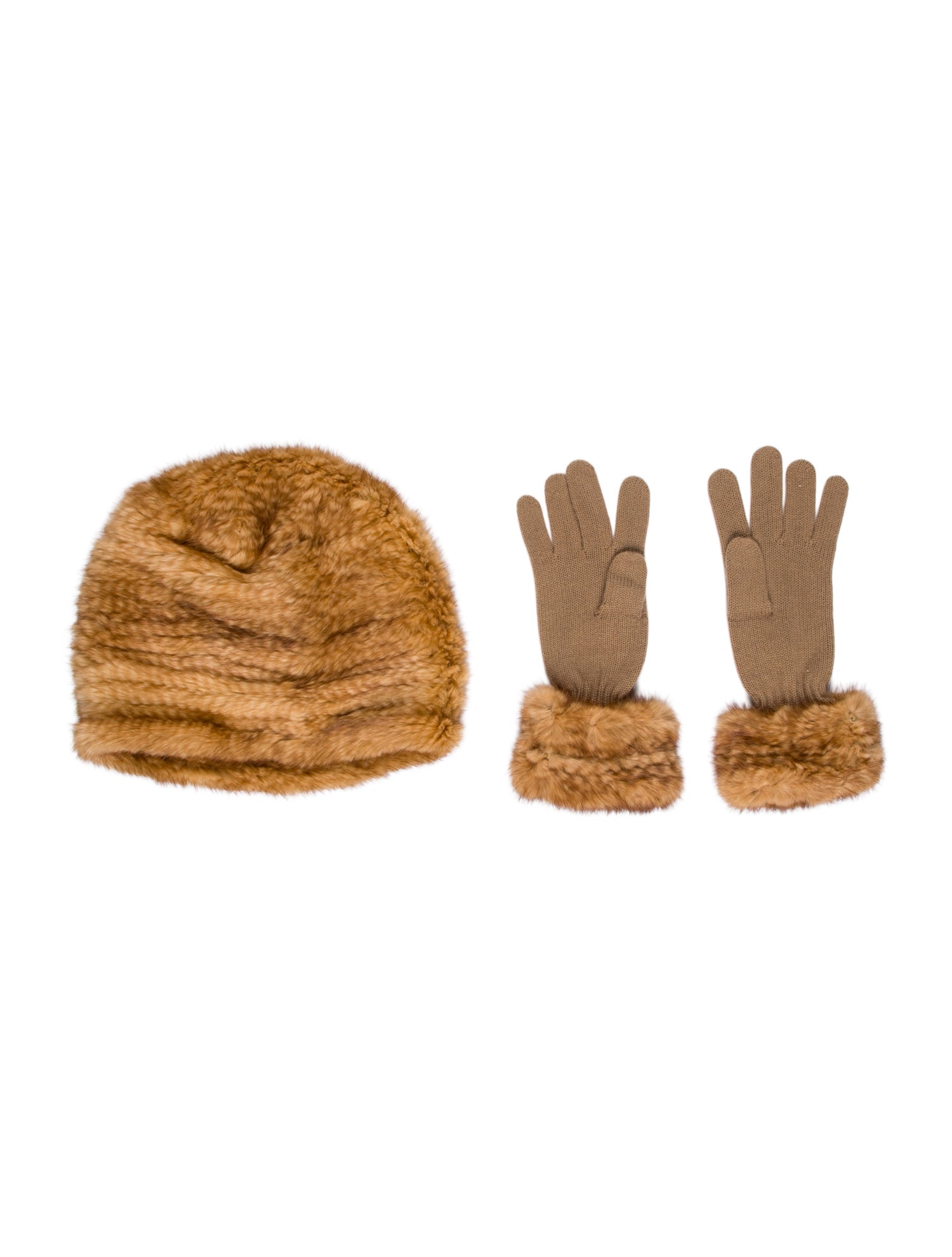 Bergdorf Goodman Fur Hat and Glove Set