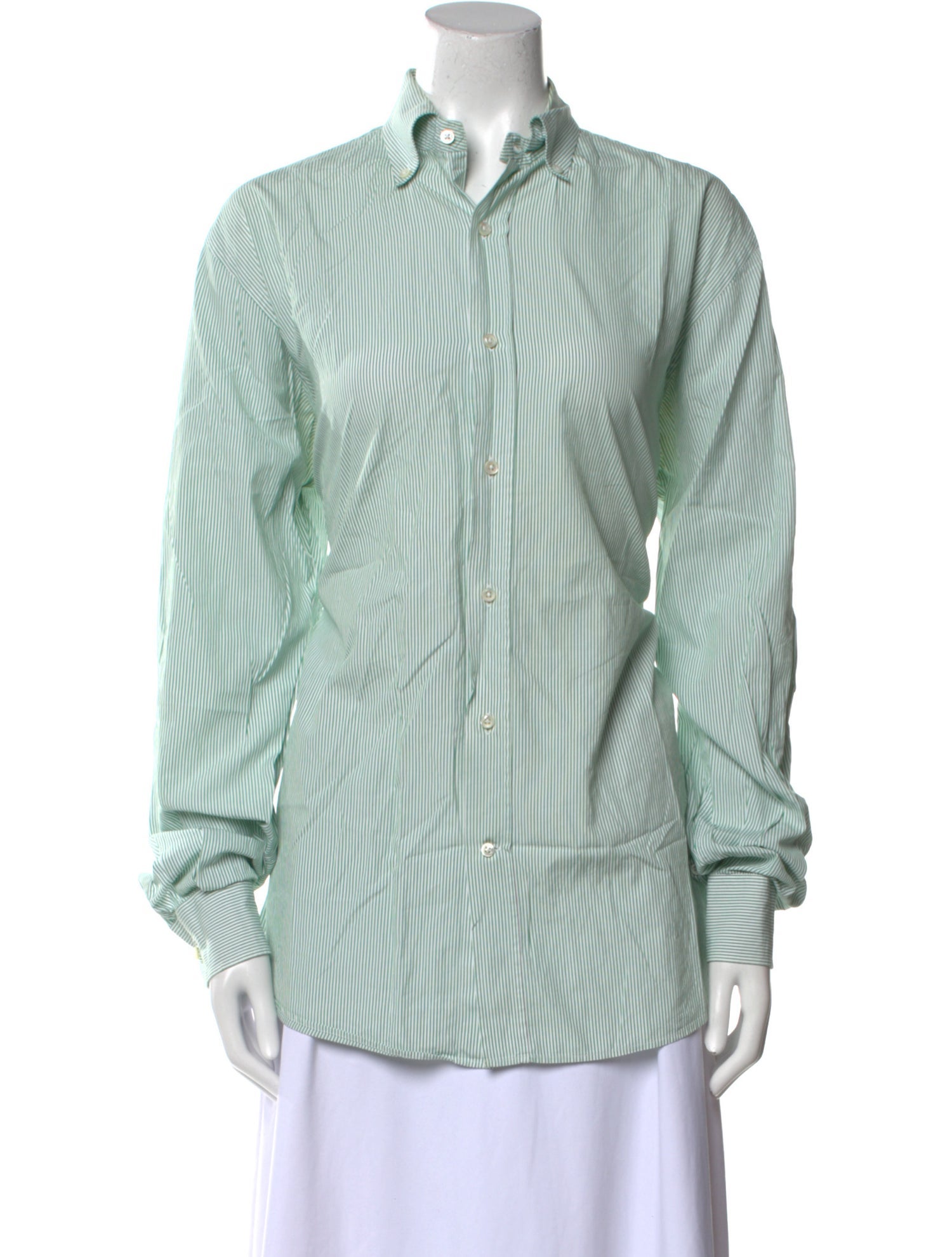 Bergdorf Goodman Striped Long Sleeve Button-Up Top