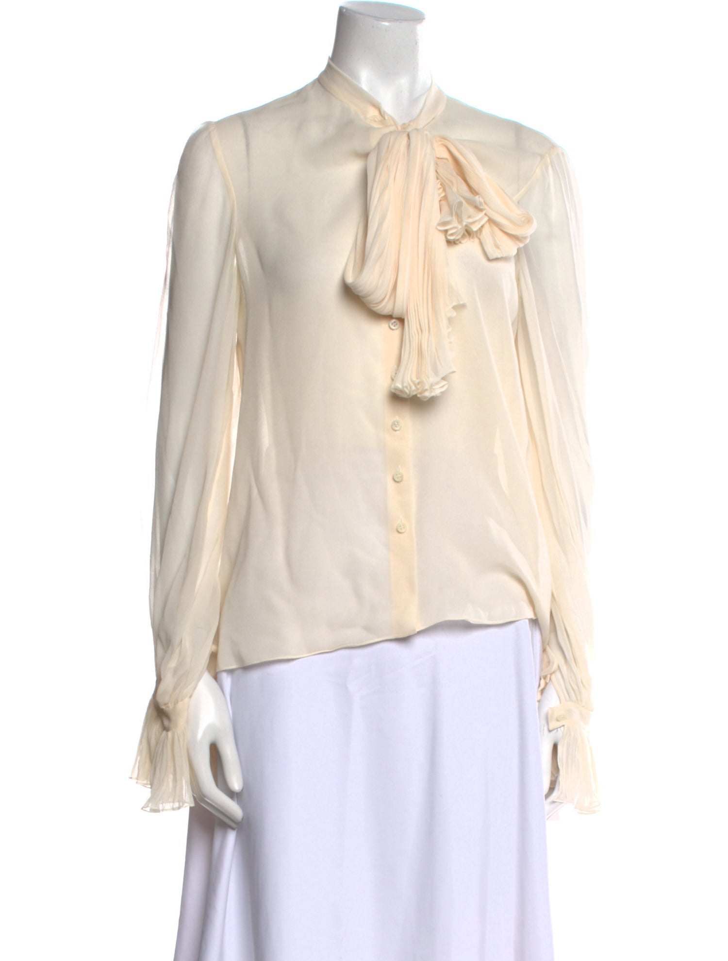 Bergdorf Goodman V-Neck Long Sleeve Blouse
