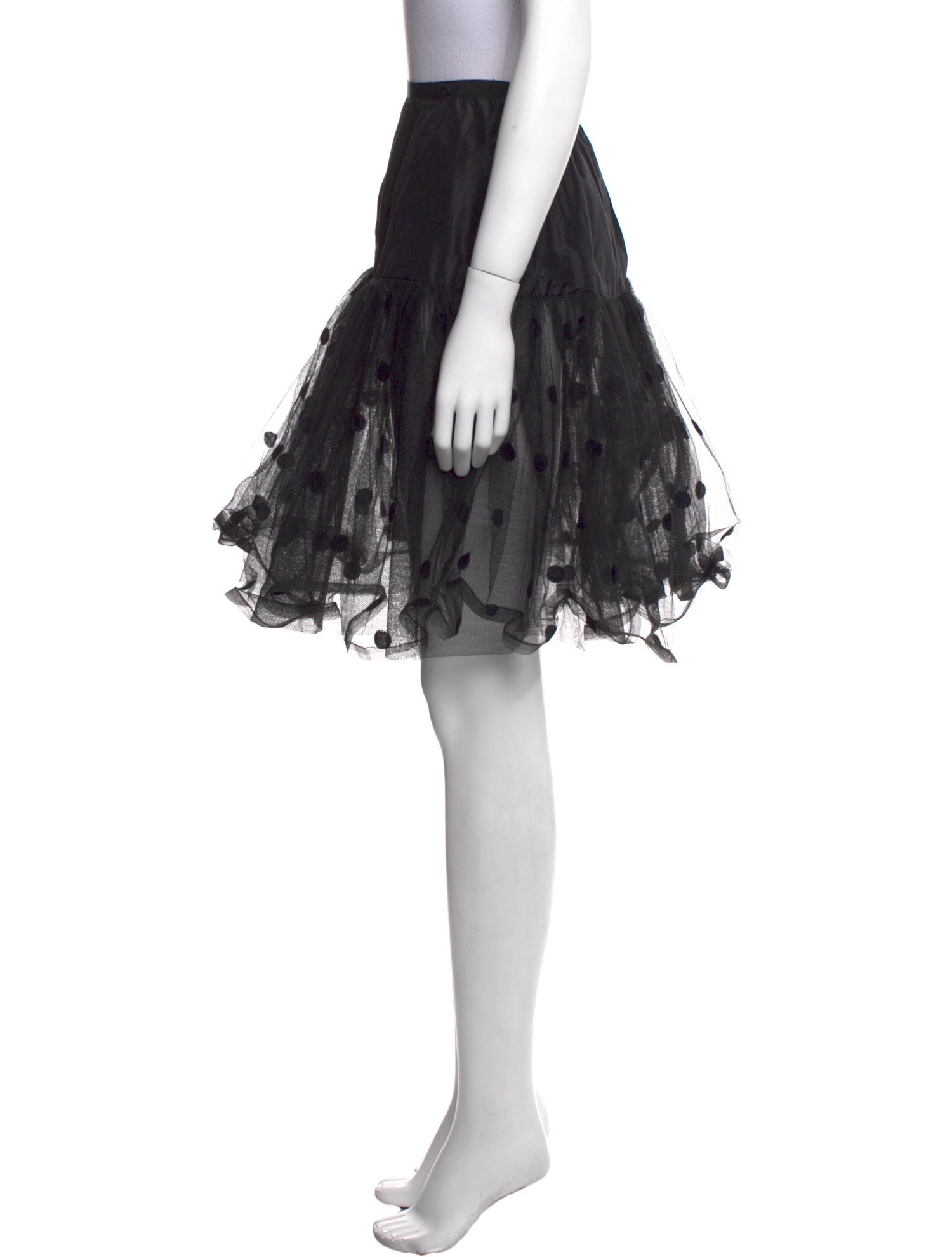 Bergdorf Goodman Mesh Accents Knee-Length Skirt