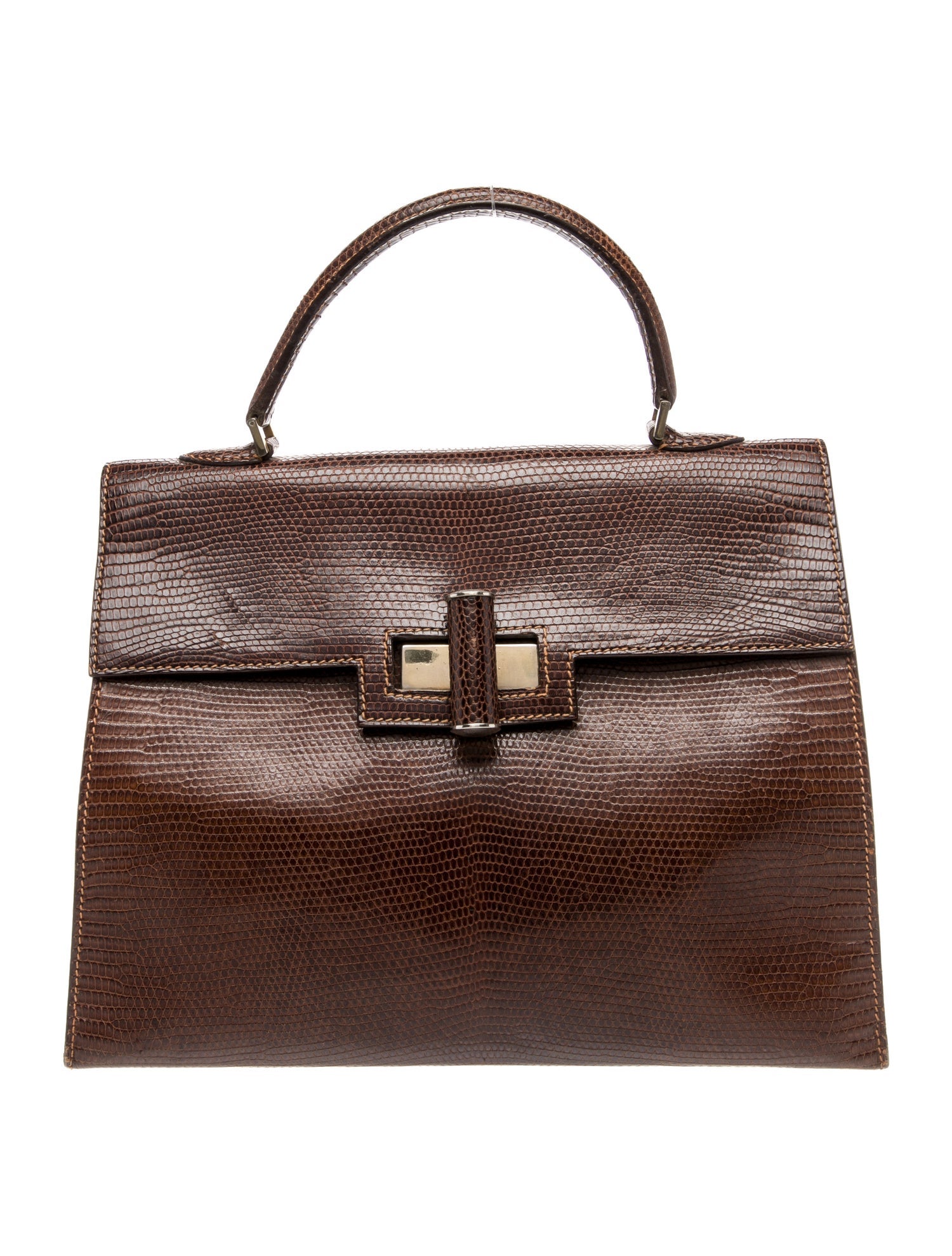 Bergdorf Goodman Embossed Leather Top Handle Bag Vintage