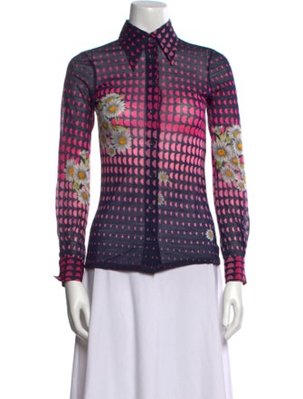 Bergdorf Goodman Printed Long Sleeve Button-Up Top