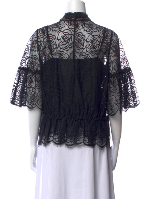 Bergdorf Goodman Lace Pattern Tie Neck Blouse