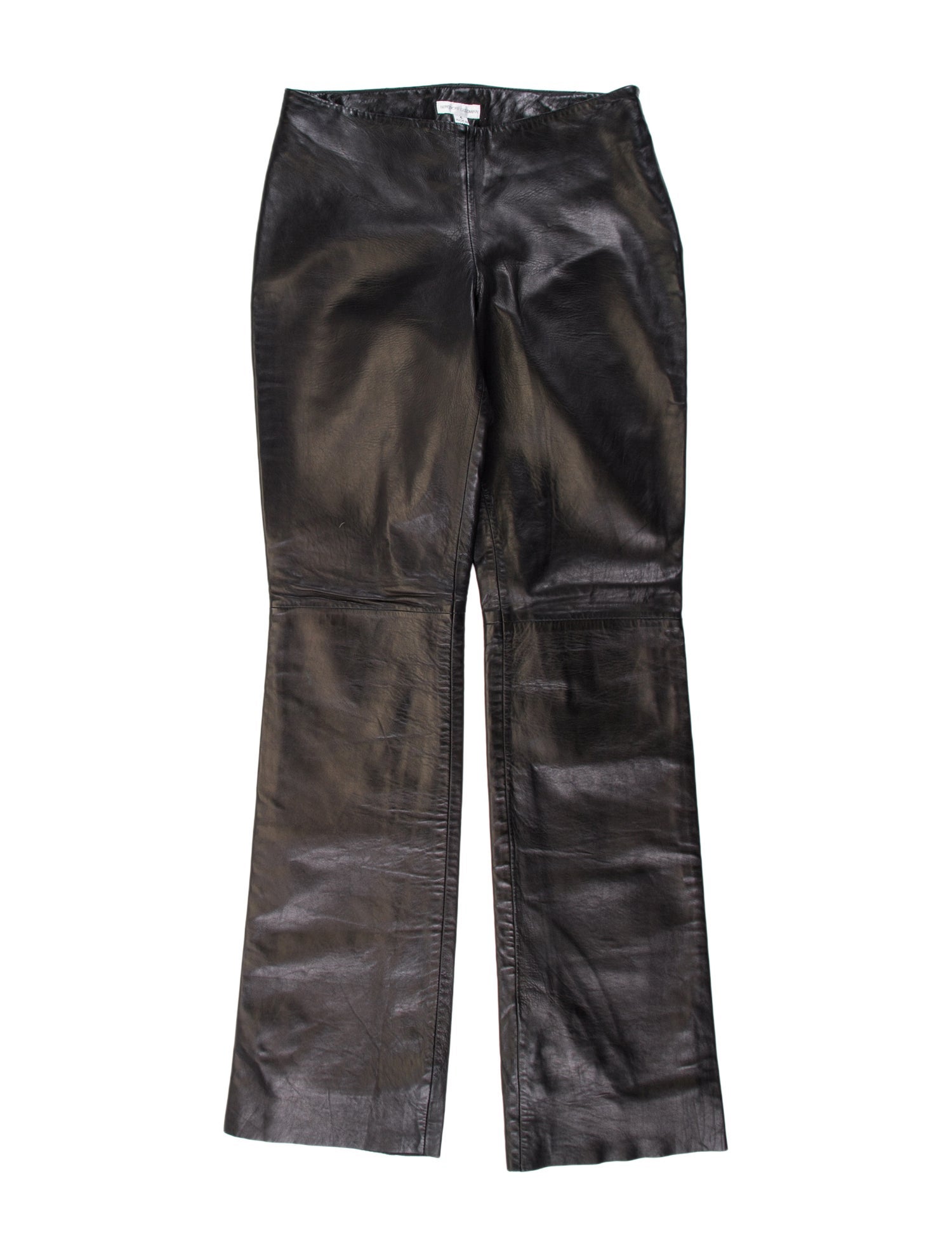 Bergdorf Goodman Leather Straight Leg Pants
