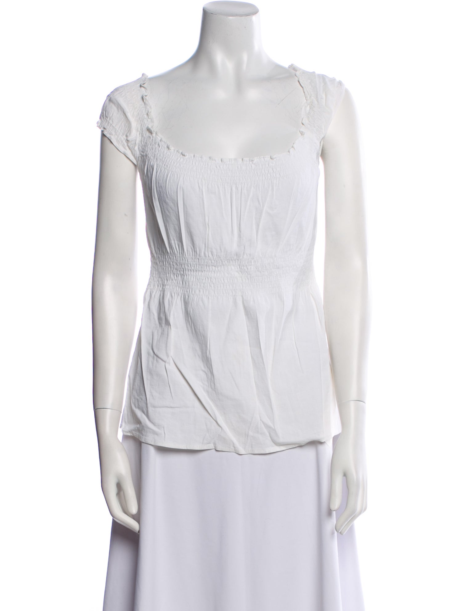 Bergdorf Goodman Linen Square Neckline Top