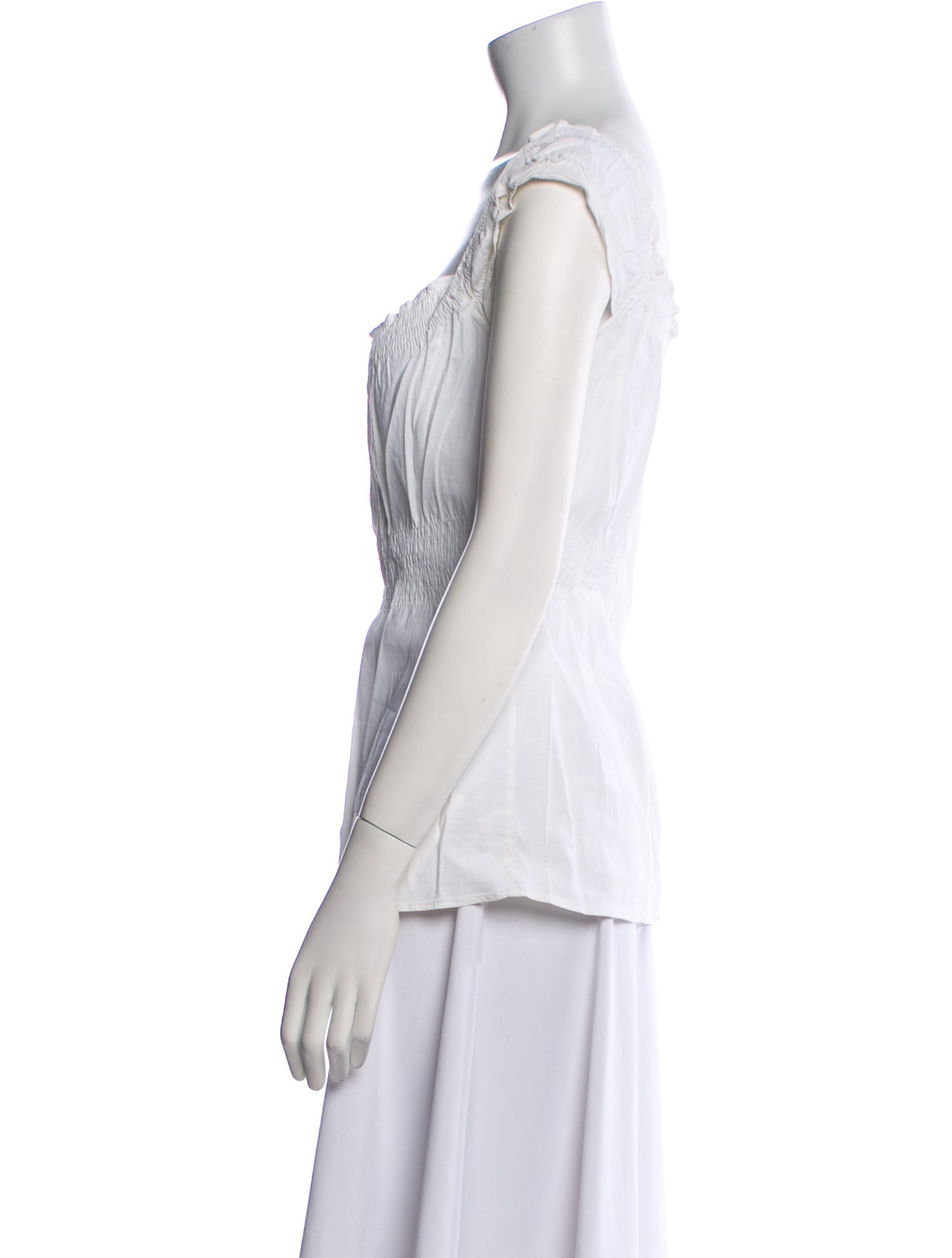 Bergdorf Goodman Linen Square Neckline Top