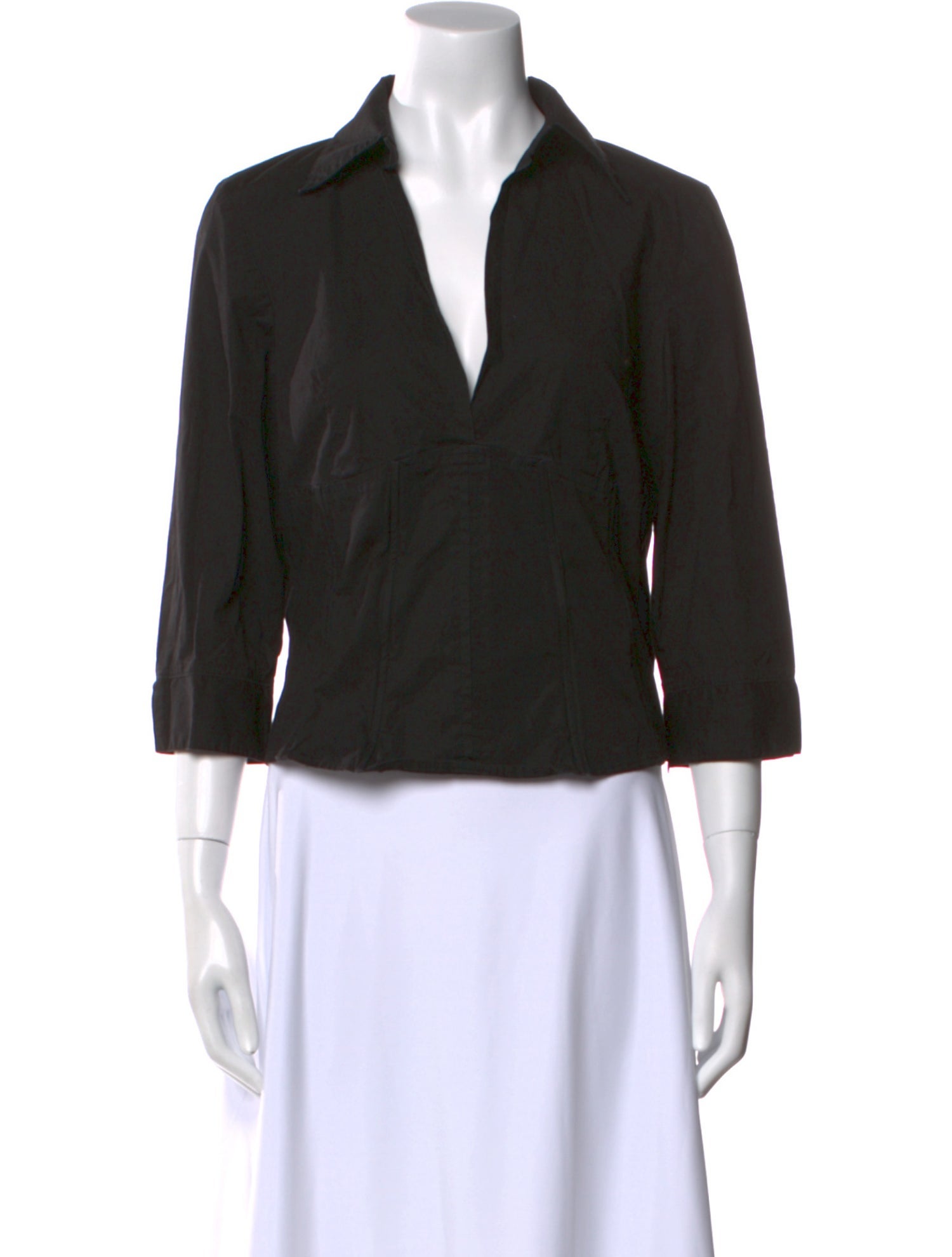 Bergdorf Goodman V-Neck Three-Quarter Sleeve Crop Top